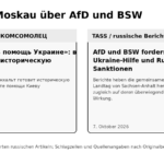 Screenshots von russischen Medienberichten über AfD und BSW